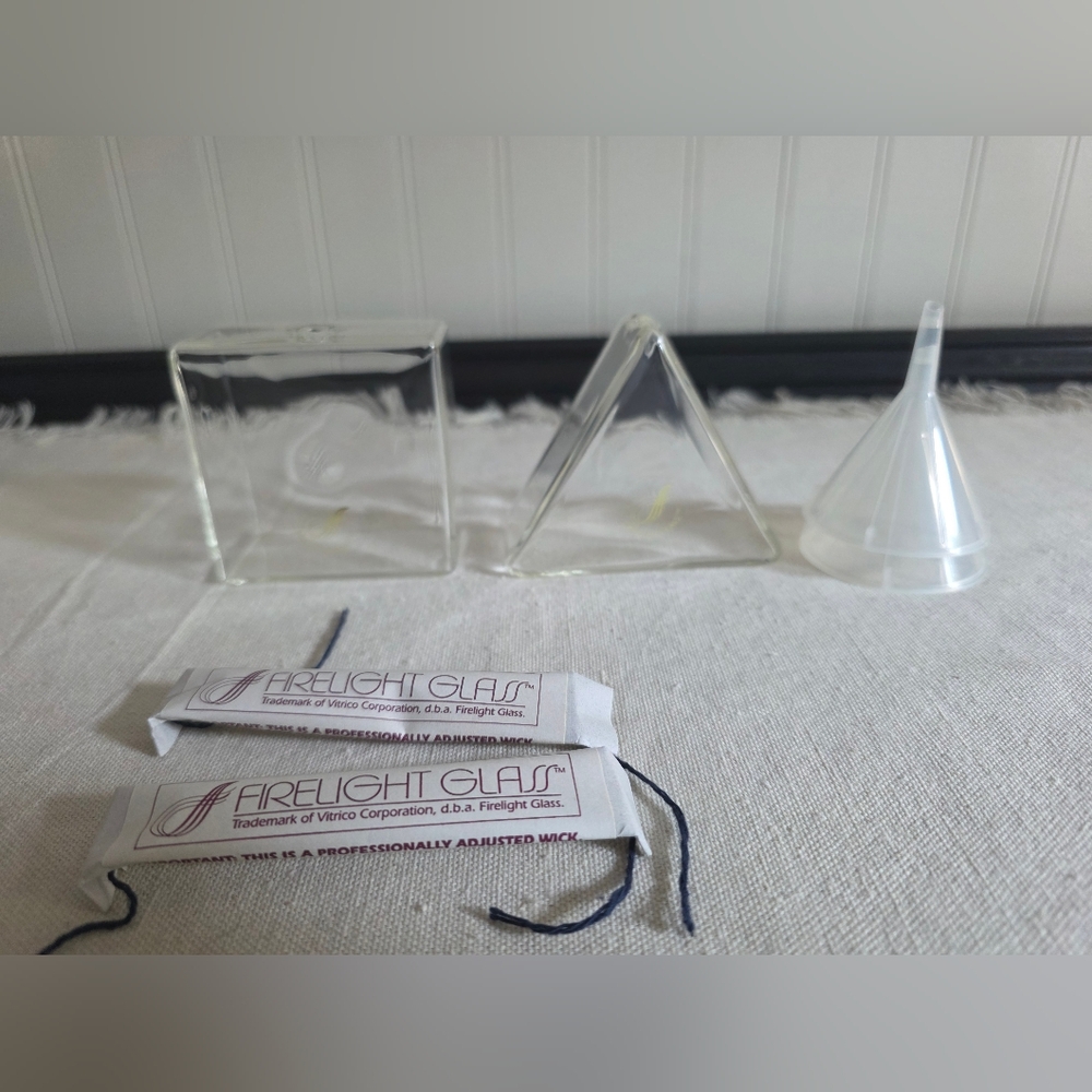 Firelight Glass Vintage Hand Crafted Oil Lanterns With Wicks Square & Triangle